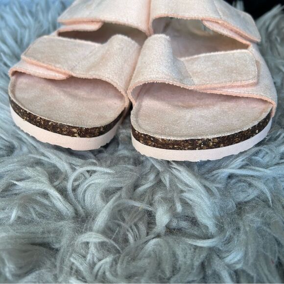 New Aerie peachy pink double strap slip on slide sandals women’s shoe size 8 - Picture 5 of 8